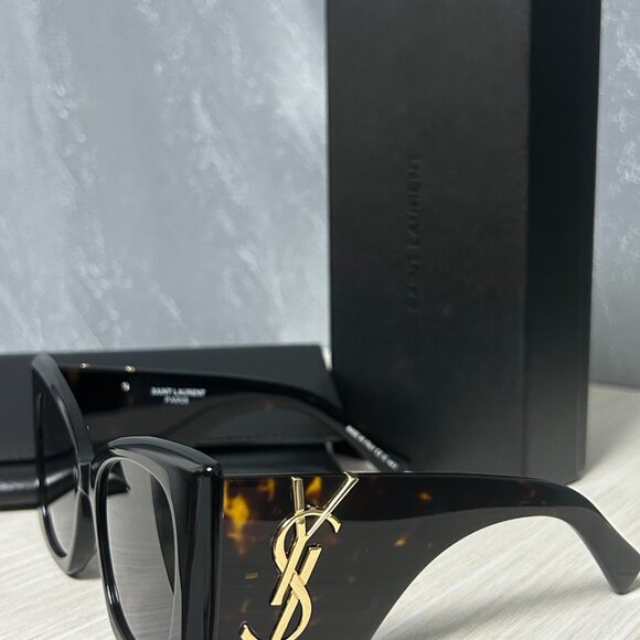 NEW SL M119 BLAZE 002 SAINT LAURENT BLAZE HAVANA OVERSIZED SUNGLASSES SLM119 - Picture 2 of 5